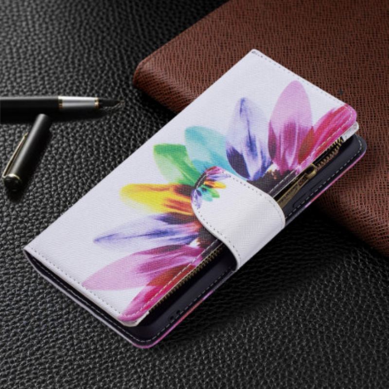 Capa Folio Para Samsung Galaxy A32 Bolso Com Zíper Flor