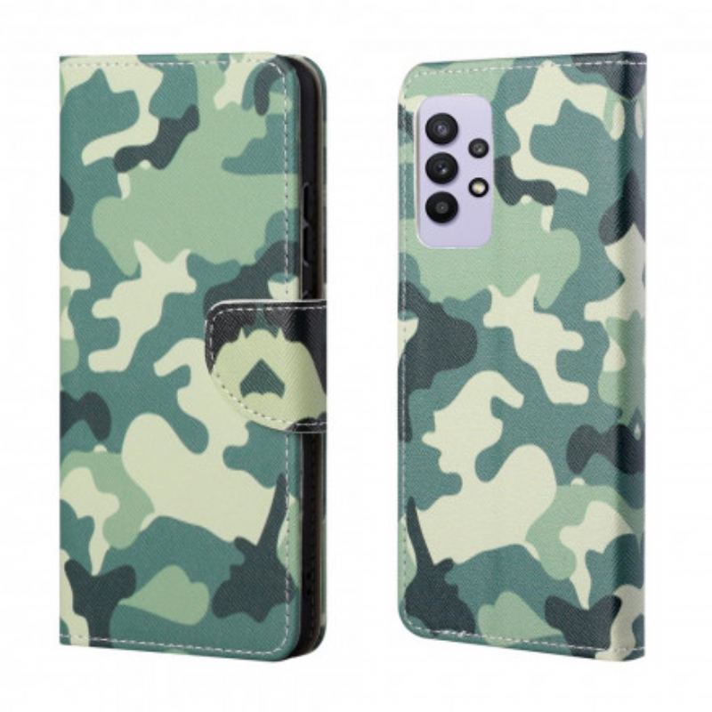 Capa Folio Para Samsung Galaxy A32 Camuflagem Militar