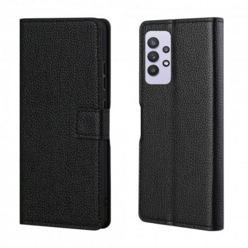 Capa Folio Para Samsung Galaxy A32 Couro Sintético De Lichia