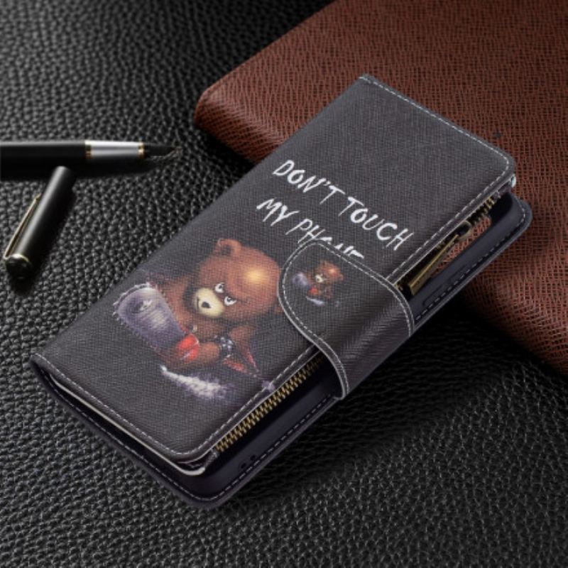 Capa Folio Para Samsung Galaxy A32 Urso De Bolso Com Zíper