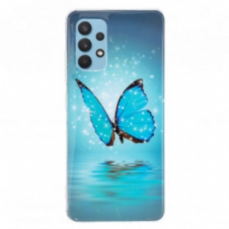 Capa Para Samsung Galaxy A32 Borboleta Azul Fluorescente