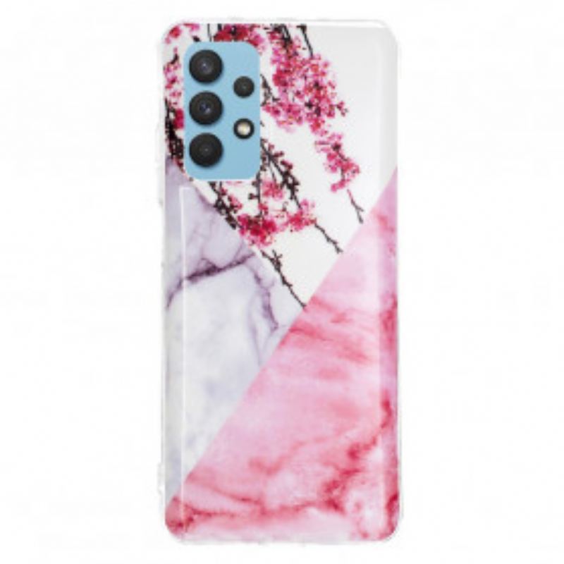 Capa Para Samsung Galaxy A32 Flor De Ameixa Marmorizada