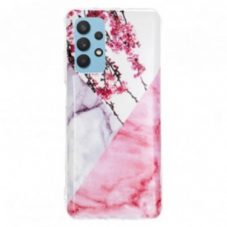 Capa Para Samsung Galaxy A32 Flor De Ameixa Marmorizada