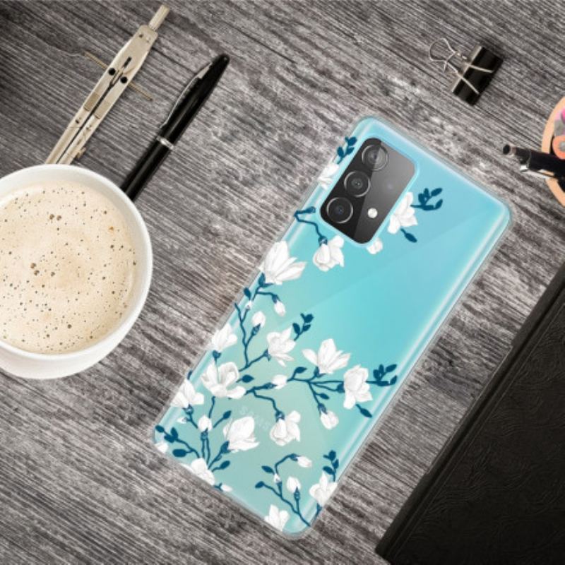 Capa Para Samsung Galaxy A32 Flores Brancas