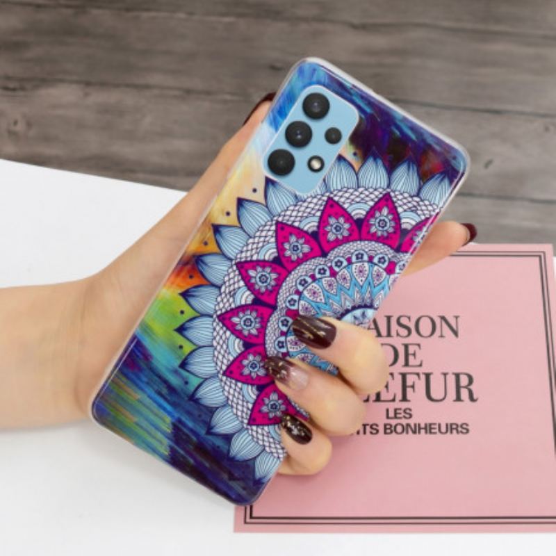 Capa Para Samsung Galaxy A32 Mandala Colorida Fluorescente