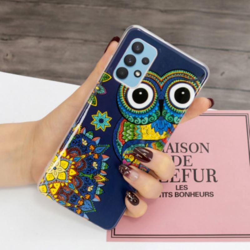 Capa Para Samsung Galaxy A32 Mandala Coruja Fluorescente