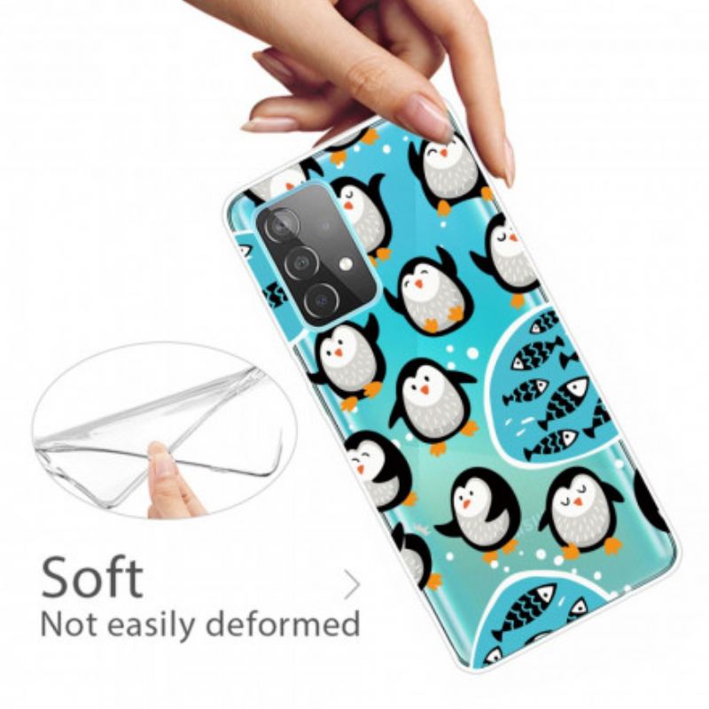 Capa Para Samsung Galaxy A32 Pinguins E Peixes