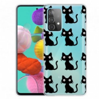 Capa Para Samsung Galaxy A32 Vários Gatos Pretos