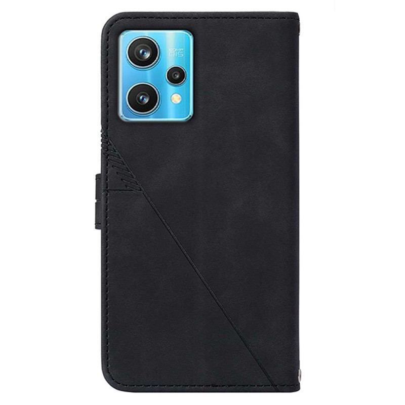 Capa Flip Para Realme 9 Pro 5G Efeito Couro Pirâmide