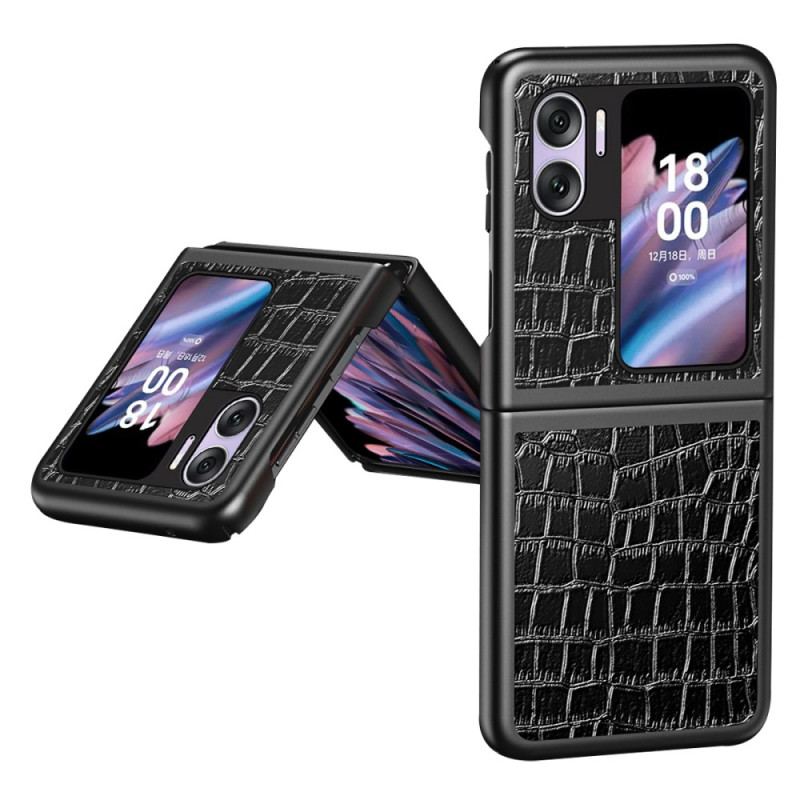 Capa De Celular Para Oppo Find N2 Flip De Couro Textura De Crocodilo