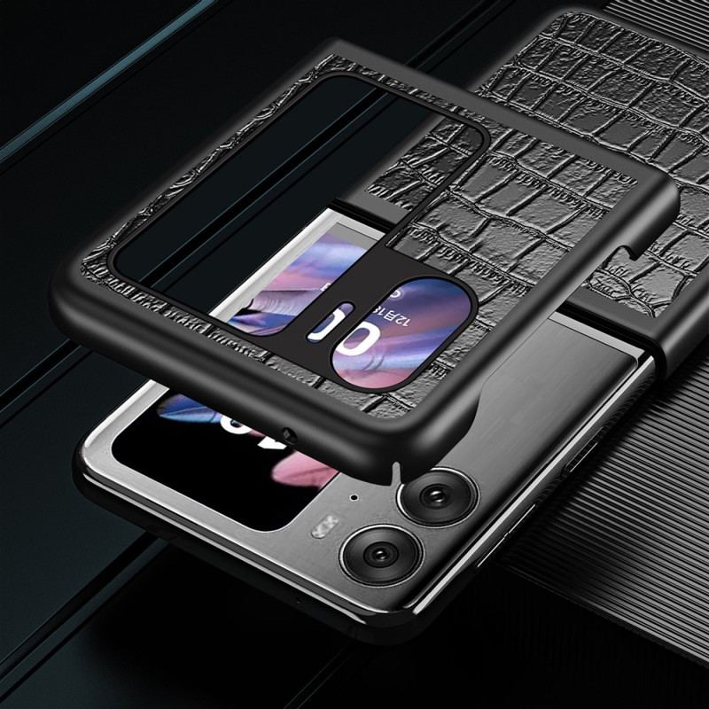 Capa De Celular Para Oppo Find N2 Flip De Couro Textura De Crocodilo