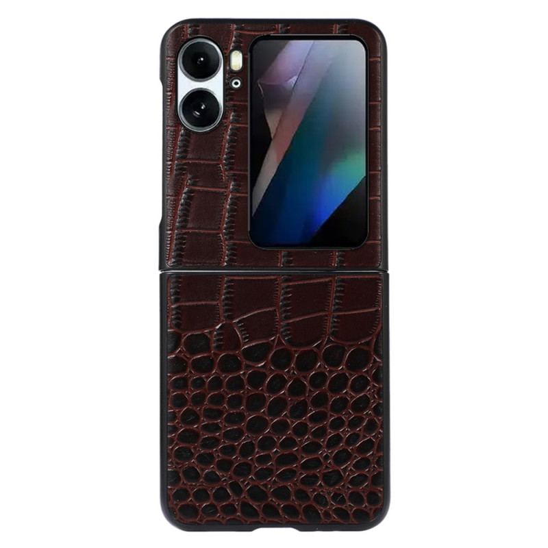 Capa Para Oppo Find N2 Flip De Couro Couro Estilo Pele De Crocodilo Genuíno