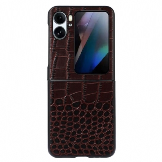 Capa Para Oppo Find N2 Flip De Couro Couro Estilo Pele De Crocodilo Genuíno