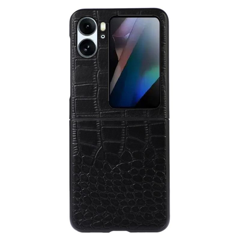 Capa Para Oppo Find N2 Flip De Couro Couro Estilo Pele De Crocodilo Genuíno