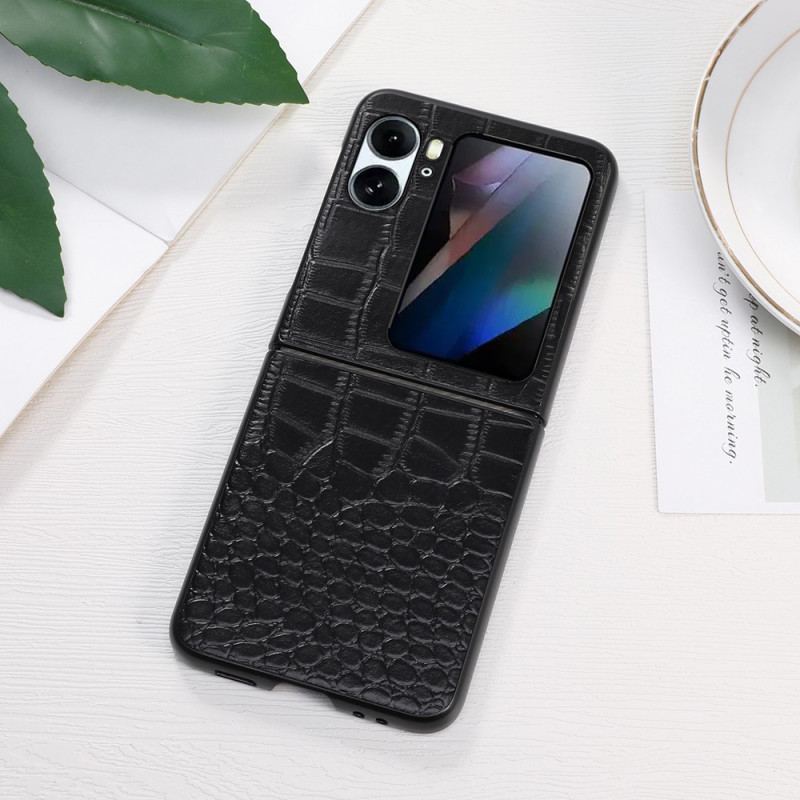 Capa Para Oppo Find N2 Flip De Couro Couro Estilo Pele De Crocodilo Genuíno