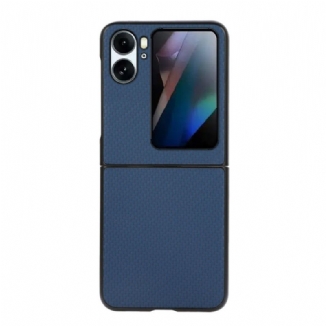 Capa Para Oppo Find N2 Flip De Couro Fibra De Carbono