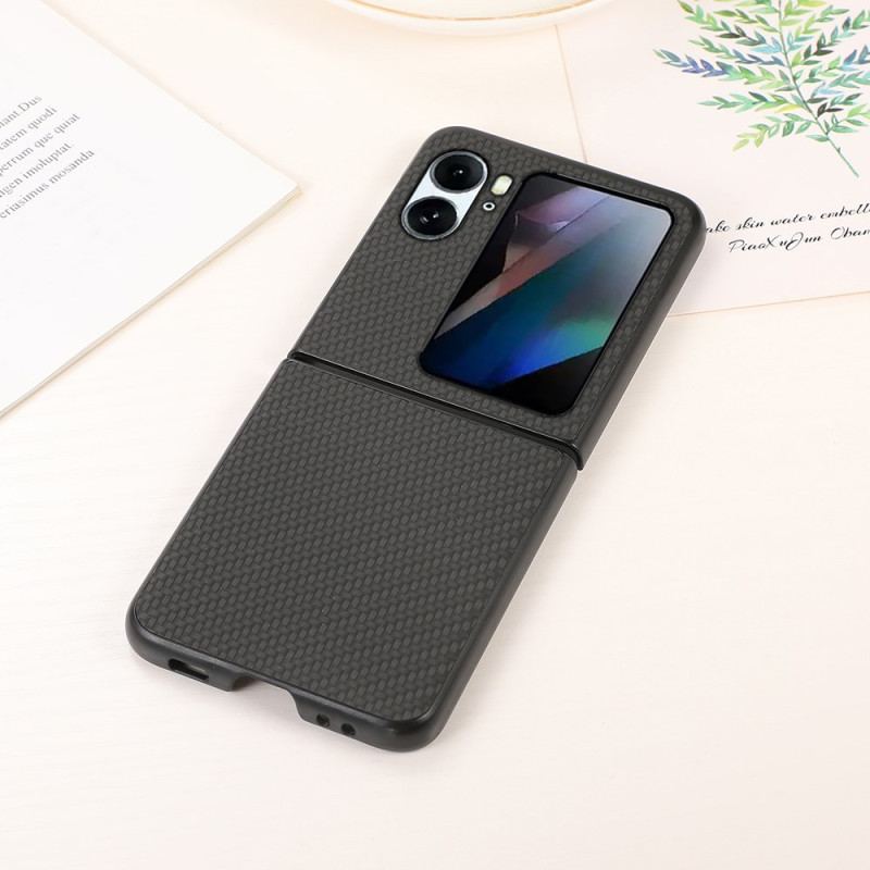 Capa Para Oppo Find N2 Flip De Couro Fibra De Carbono