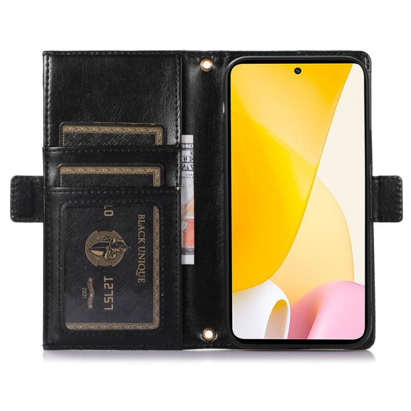 Capa De Celular Para Xiaomi 12 Lite Flip Bolsa Frontal E Cordão