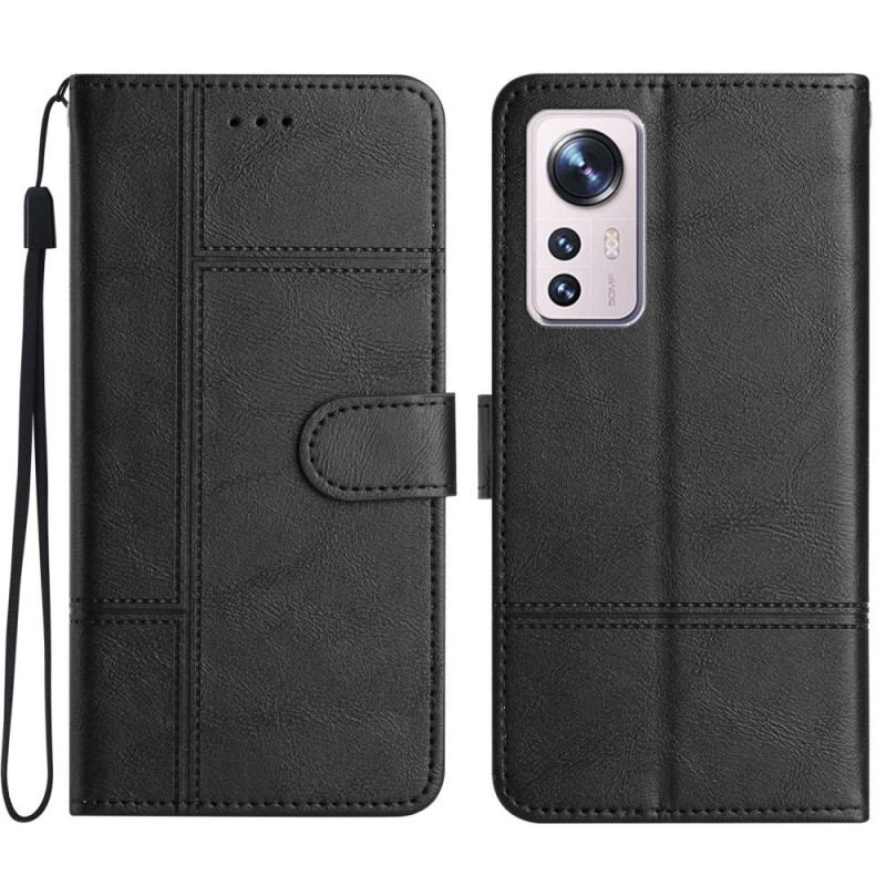 Capa De Couro Para Xiaomi 12 Lite De Cordão Estilo Comercial Com Tiras