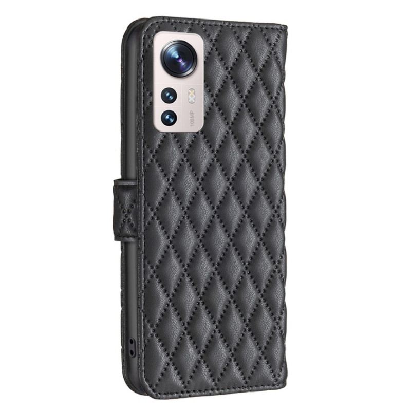 Capa De Couro Para Xiaomi 12 Lite Estilo Acolchoado Binfen Color