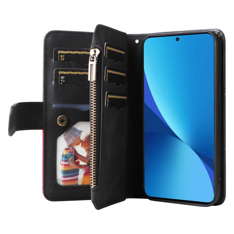 Capa Em Pele Para Xiaomi 12 Lite Bicolor Com Porta Moedas