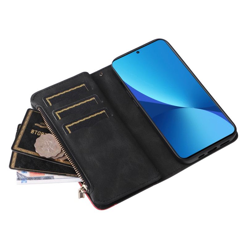 Capa Em Pele Para Xiaomi 12 Lite Bicolor Com Porta Moedas