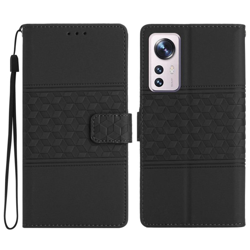 Capa Em Pele Para Xiaomi 12 Lite Cubos 3d