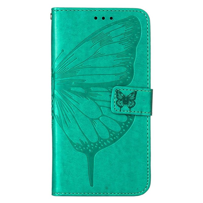 Capa Em Pele Para Xiaomi 12 Lite Design De Borboleta Com Cordão