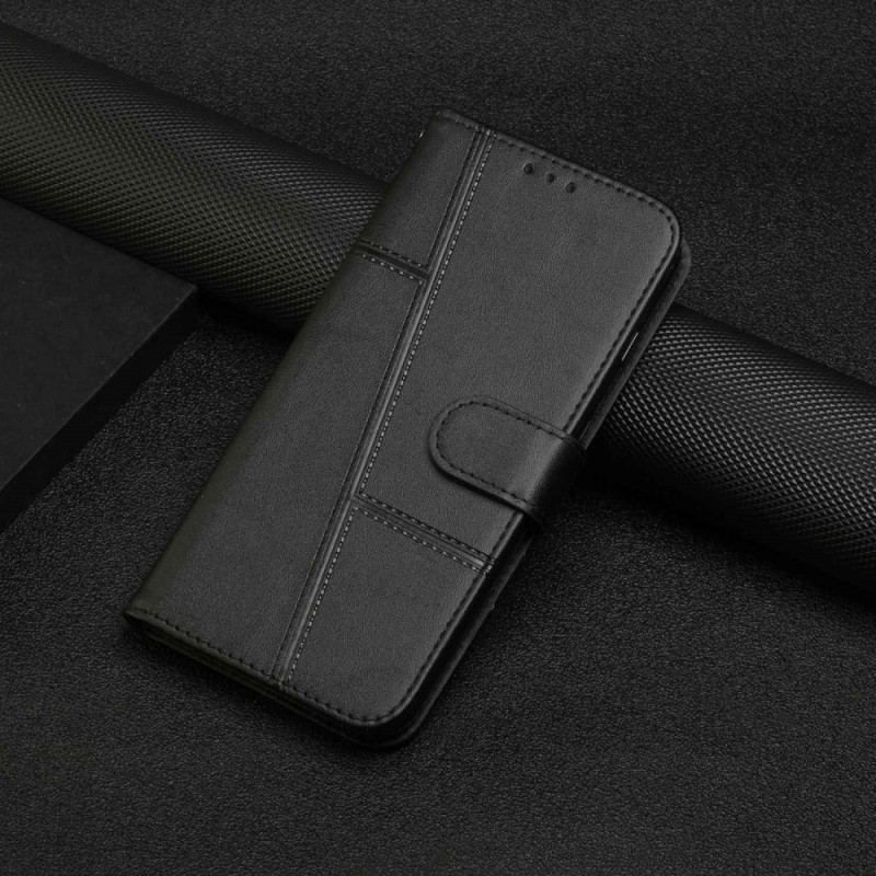 Capa Flip Para Xiaomi 12 Lite De Cordão Estilo De Couro Geométrico Com Tiras