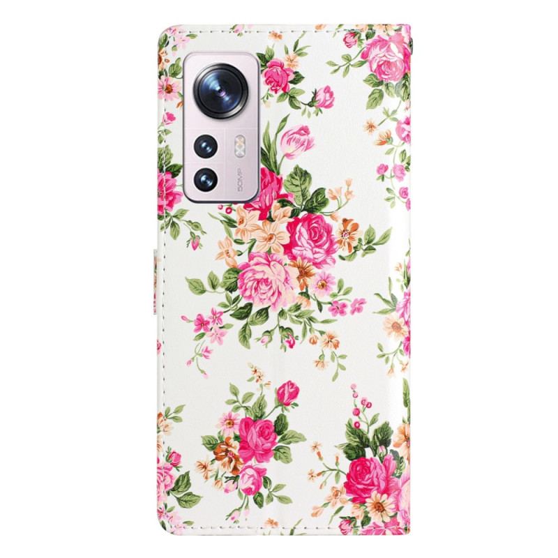 Capa Flip Para Xiaomi 12 Lite De Cordão Flores Da Liberdade Da Correia