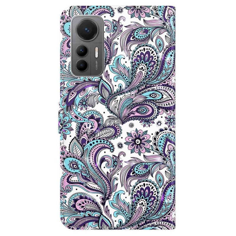 Capa Flip Para Xiaomi 12 Lite De Cordão Padrão Strappy Paisley