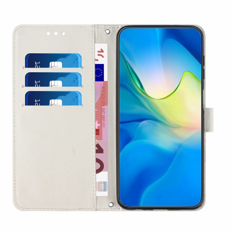 Capa Flip Para Xiaomi 12 Lite De Cordão Tira De Mármore