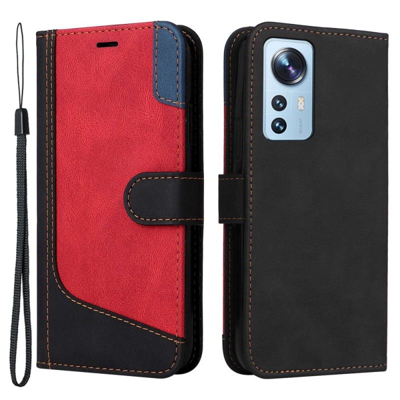 Capa Flip Para Xiaomi 12 Lite Dois Tons Com Alça