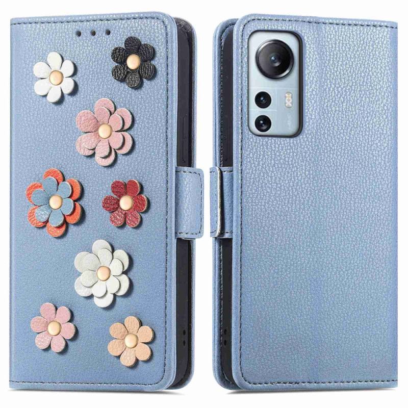 Capa Flip Para Xiaomi 12 Lite Flores 3d