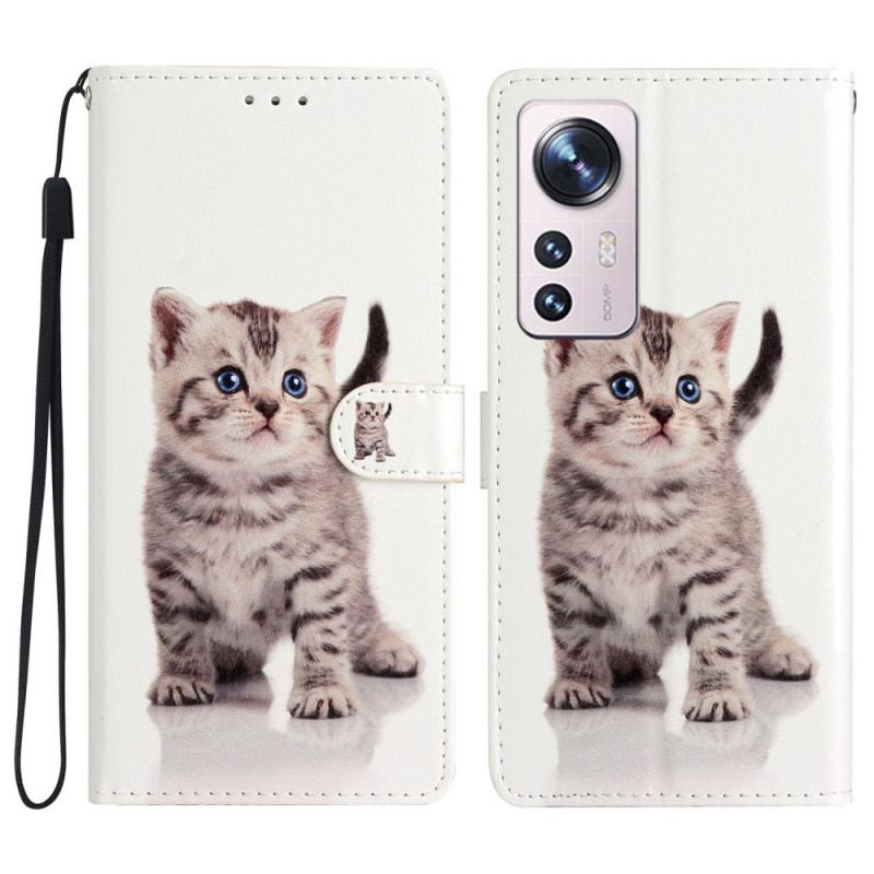 Capa Folio Para Xiaomi 12 Lite De Cordão Gatinho Strappy