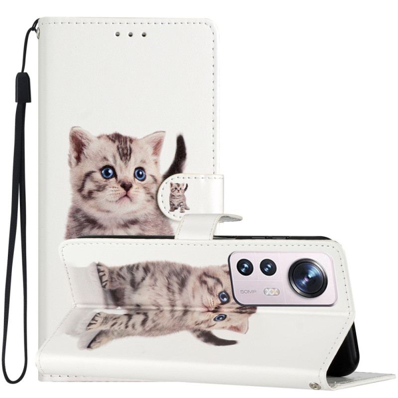 Capa Folio Para Xiaomi 12 Lite De Cordão Gatinho Strappy