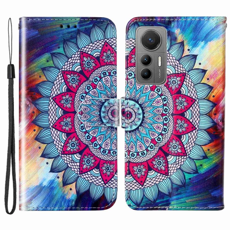 Capa Folio Para Xiaomi 12 Lite De Cordão Mandala De Tiras Coloridas