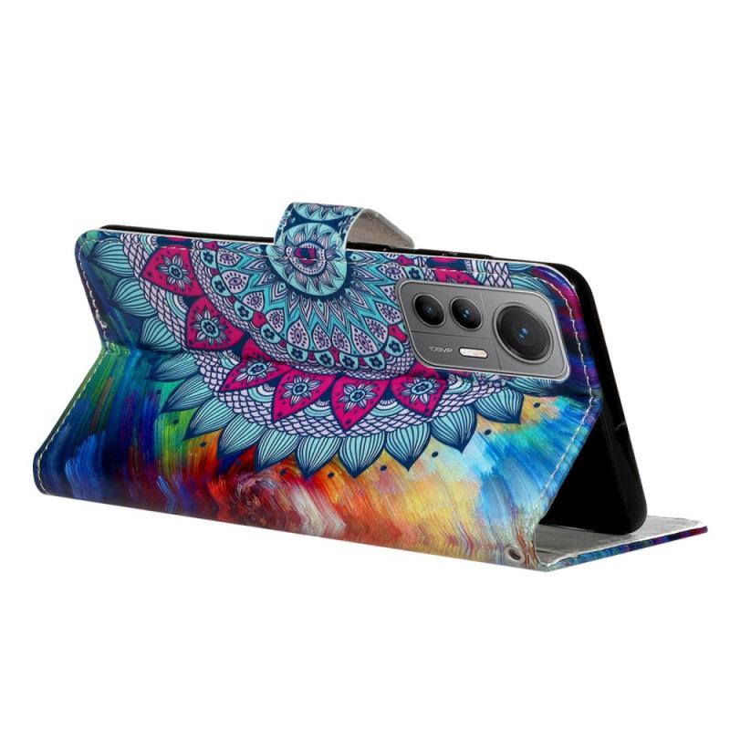 Capa Folio Para Xiaomi 12 Lite De Cordão Mandala De Tiras Coloridas