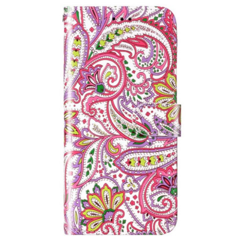 Capa Folio Para Xiaomi 12 Lite De Cordão Padrão Strappy Paisley