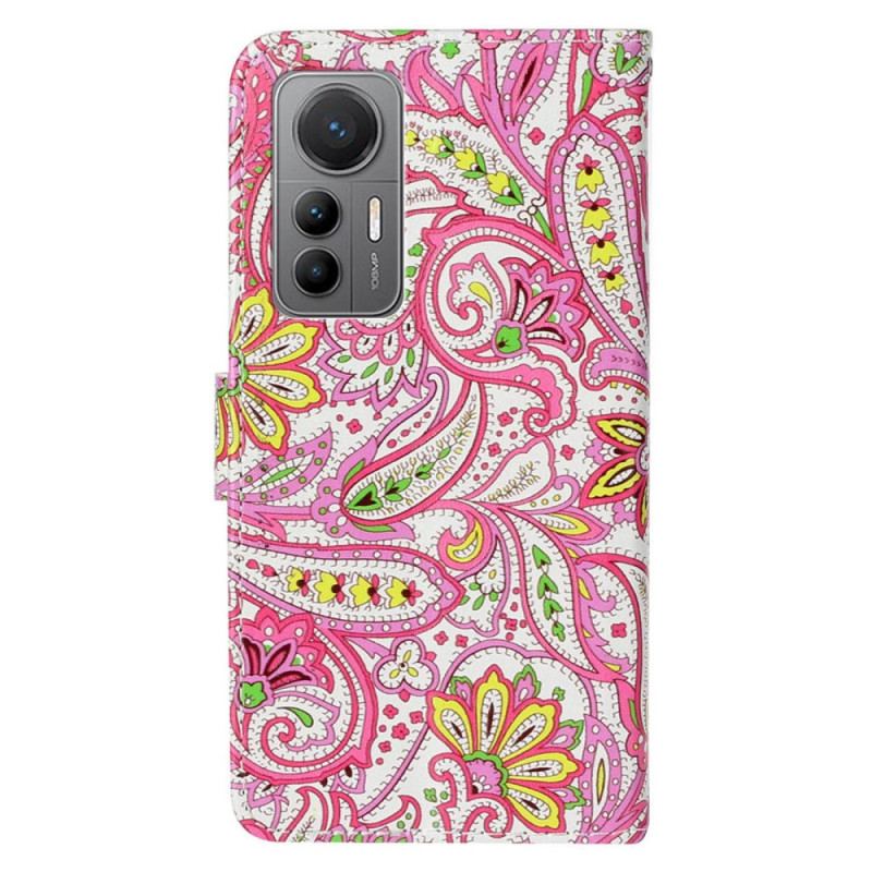 Capa Folio Para Xiaomi 12 Lite De Cordão Padrão Strappy Paisley