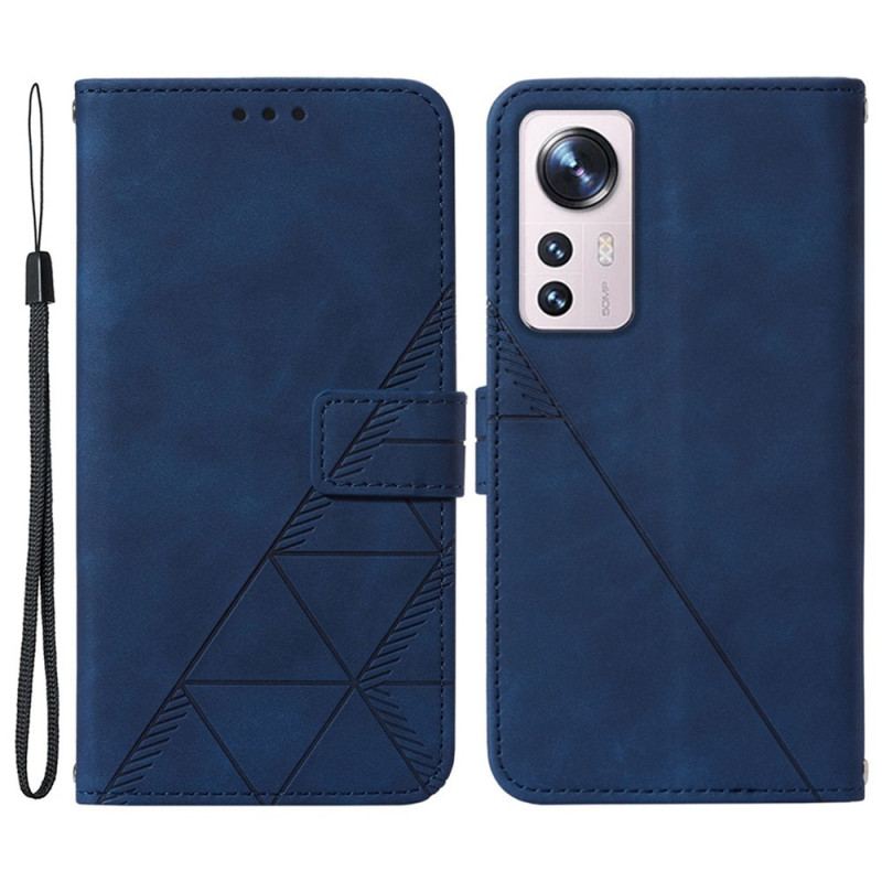 Capa Folio Para Xiaomi 12 Lite Triângulos Com Cordão