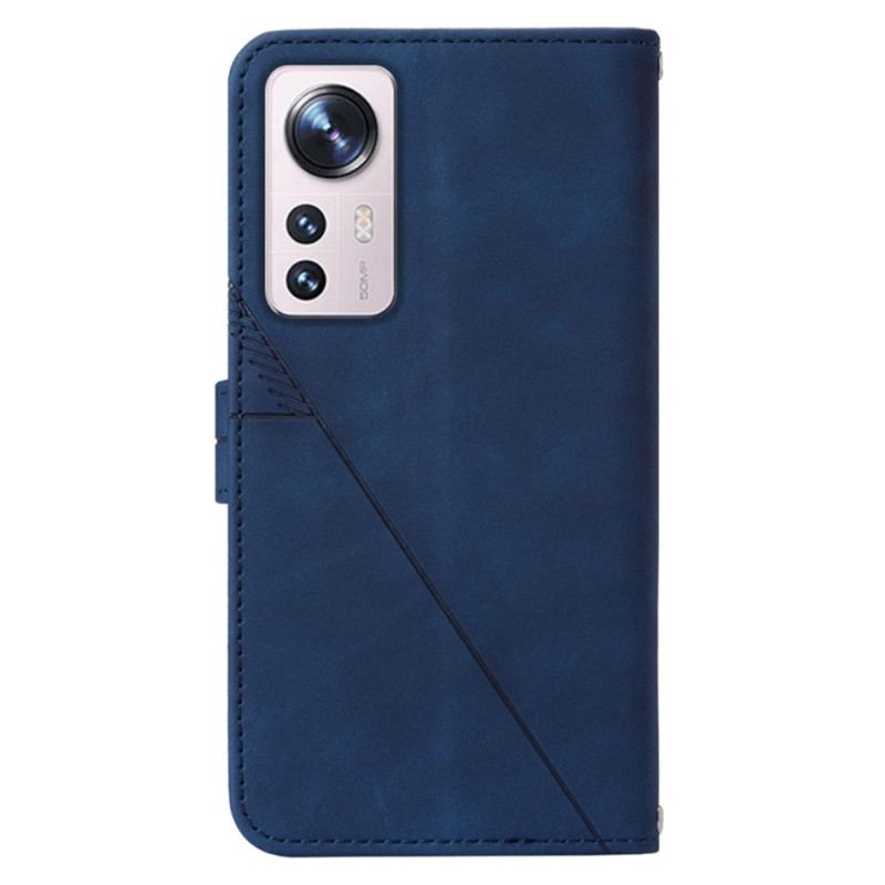 Capa Folio Para Xiaomi 12 Lite Triângulos Com Cordão