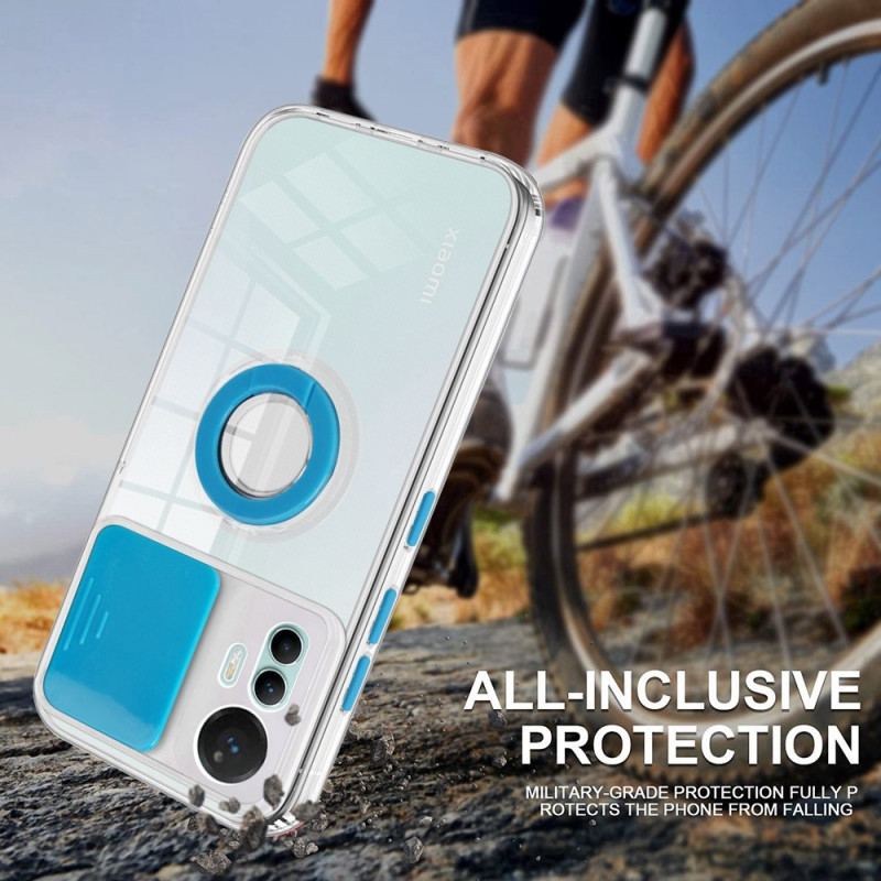 Capa Para Xiaomi 12 Lite Transparente Com Suporte De Anel