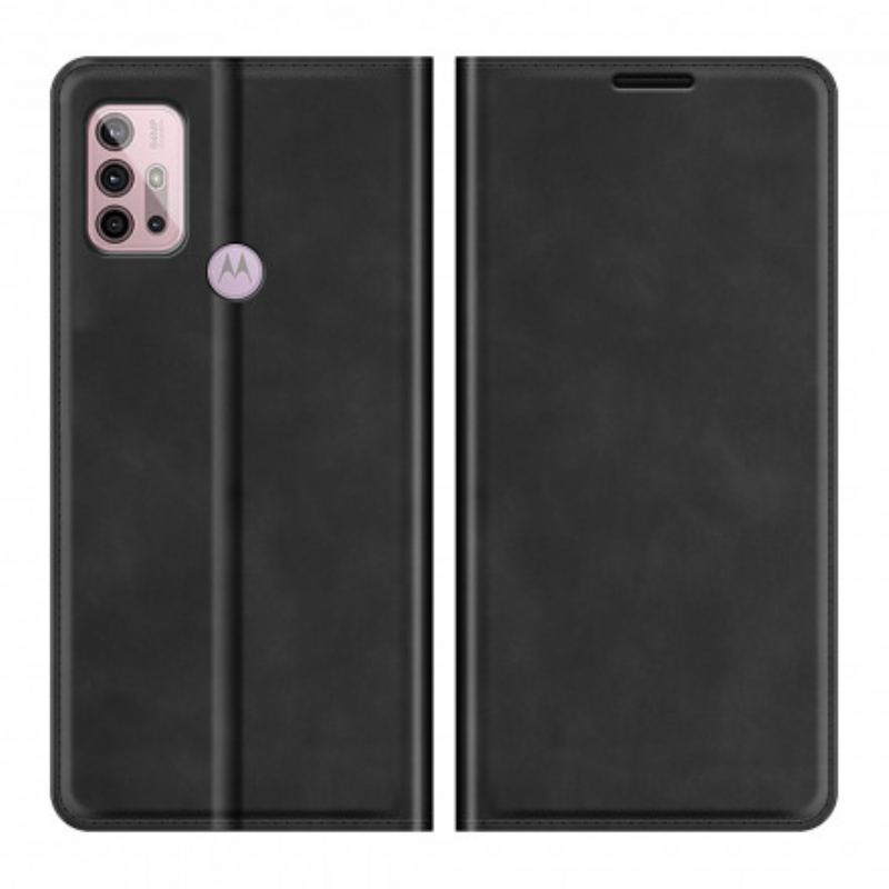 Capa De Celular Para Moto G30 / G10 Flip Efeito Couro Macio Seda