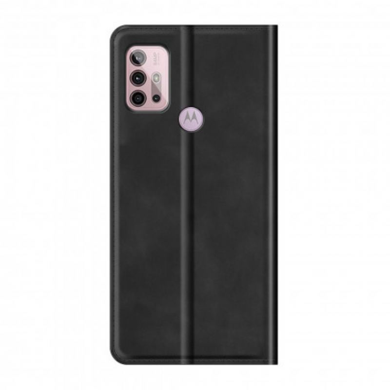 Capa De Celular Para Moto G30 / G10 Flip Efeito Couro Macio Seda