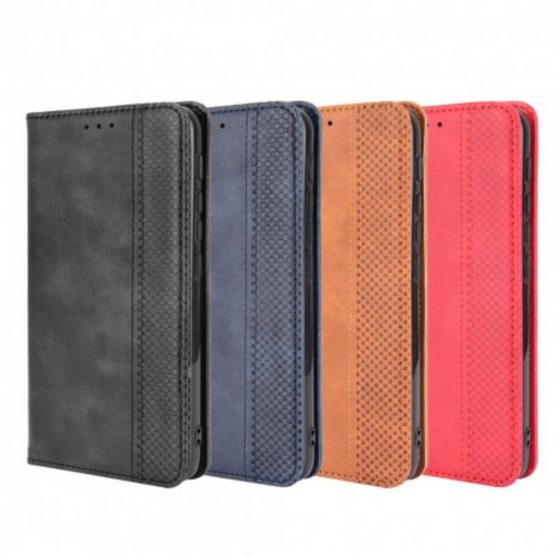 Capa De Celular Para Moto G30 / G10 Flip Efeito Couro Vintage Estilizado