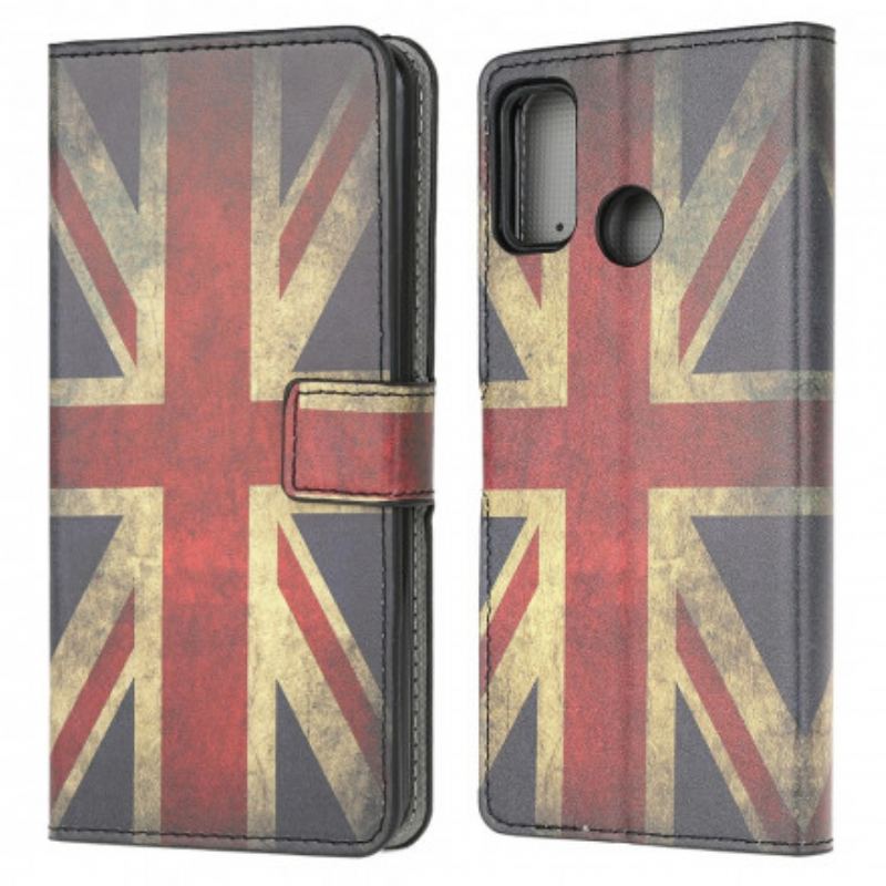 Capa De Couro Para Moto G30 / G10 Bandeira Da Inglaterra