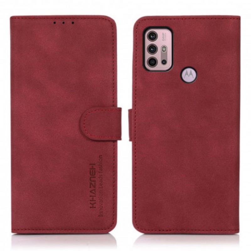 Capa De Couro Para Moto G30 / G10 Efeito Couro Texturizado Khazneh