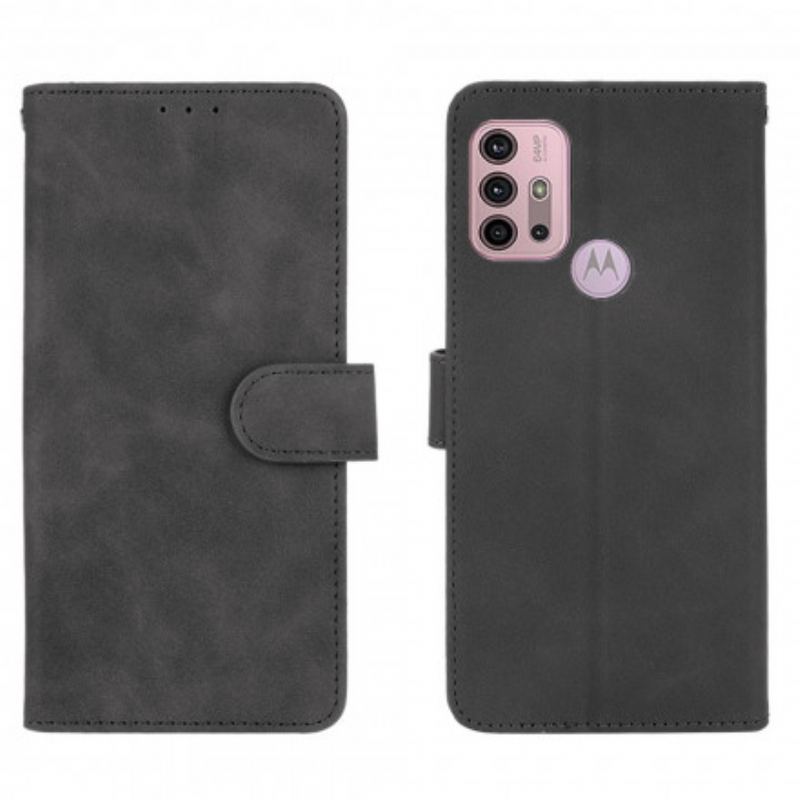 Capa De Couro Para Moto G30 / G10 Toque De Pele