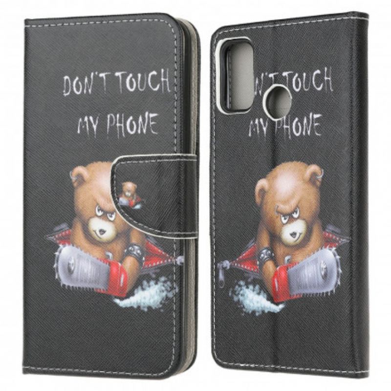 Capa De Couro Para Moto G30 / G10 Urso Perigoso